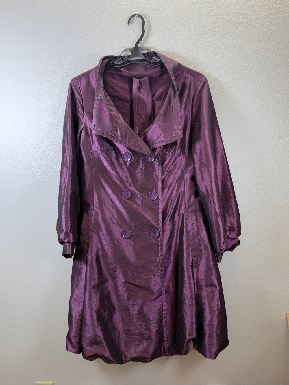 CoffeeShop Shimmering Deep Plum Rain Coat